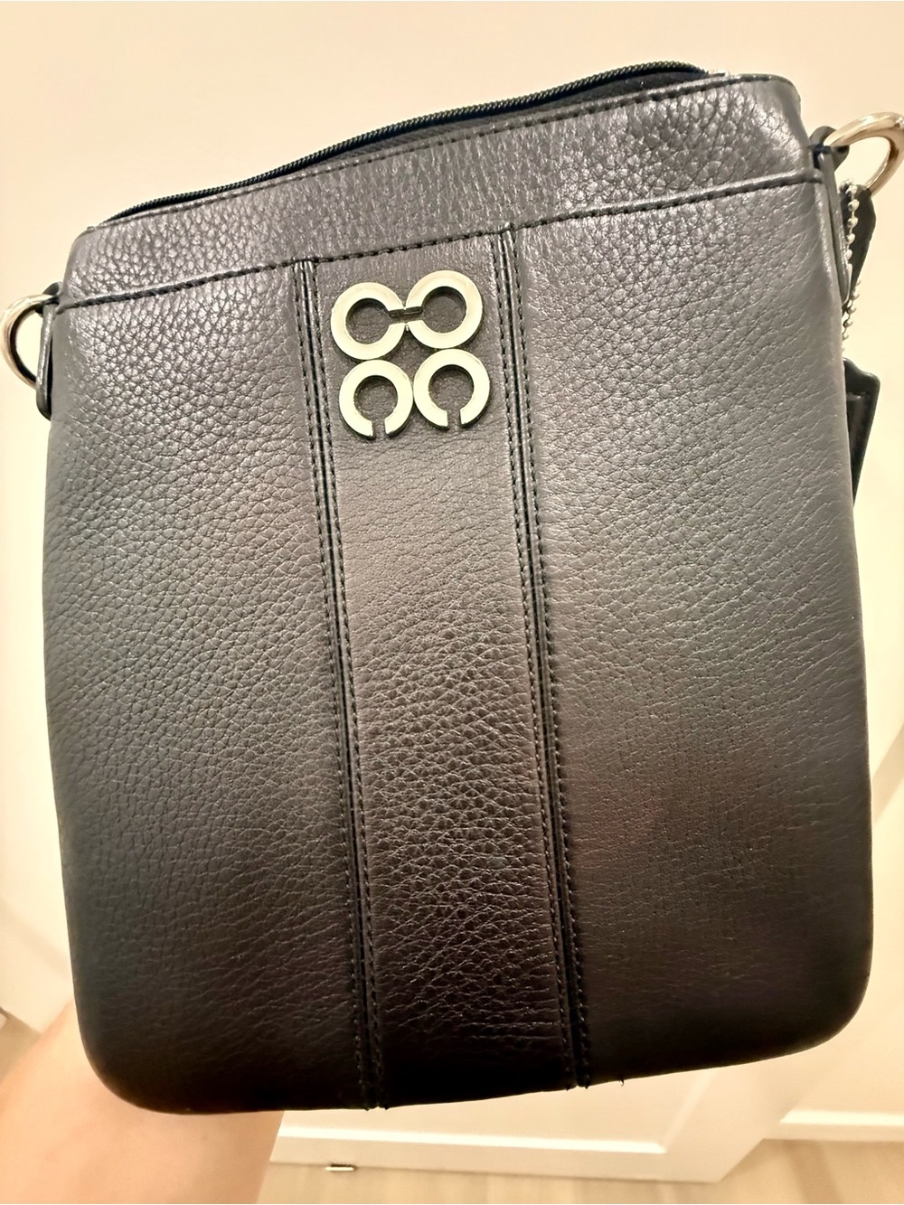 Coach Black Pebbled Leather Crossbody with Silver Logo Hardware